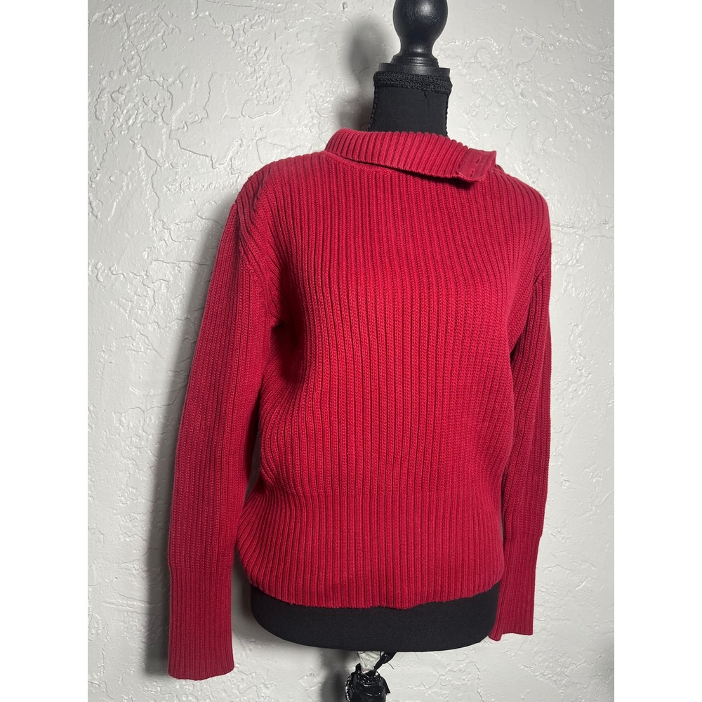 J.Jill Red Ribbed Turtleneck Sweater 100% Cotton Size S